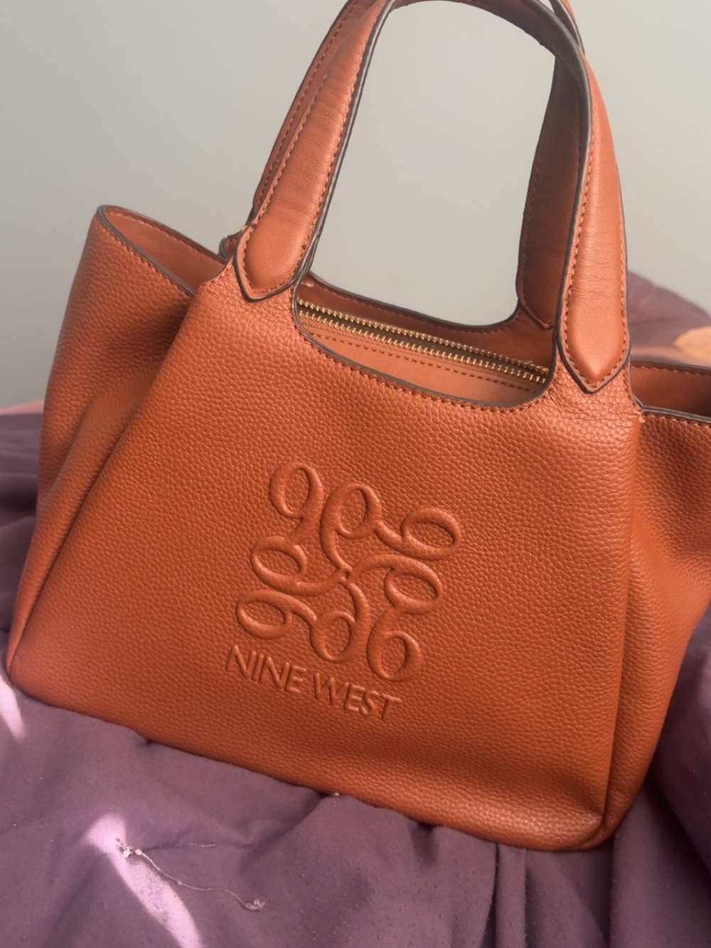 Nine West Caramel Tan Pebble Leather Tote